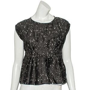 ISABEL MARANT UDNY Blouse Black Drawstring Waist Wool Blend Size 1